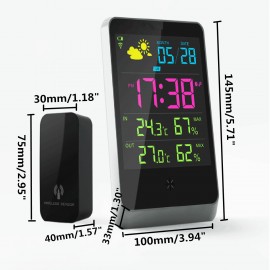 Wireless Weather Station Meter Digital Alarm Clock Date Time Display with LED Screen