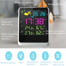 Wireless Weather Station Meter Digital Alarm Clock Date Time Display with LED Screen