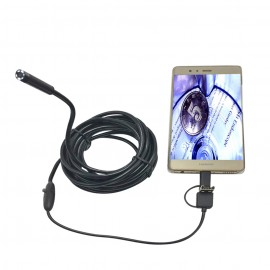 3-in-1 7mm 6LED Rigid Waterproof Endoscope USB Type C Borescope Inspection Camera 1/2/3.5/5M/10M