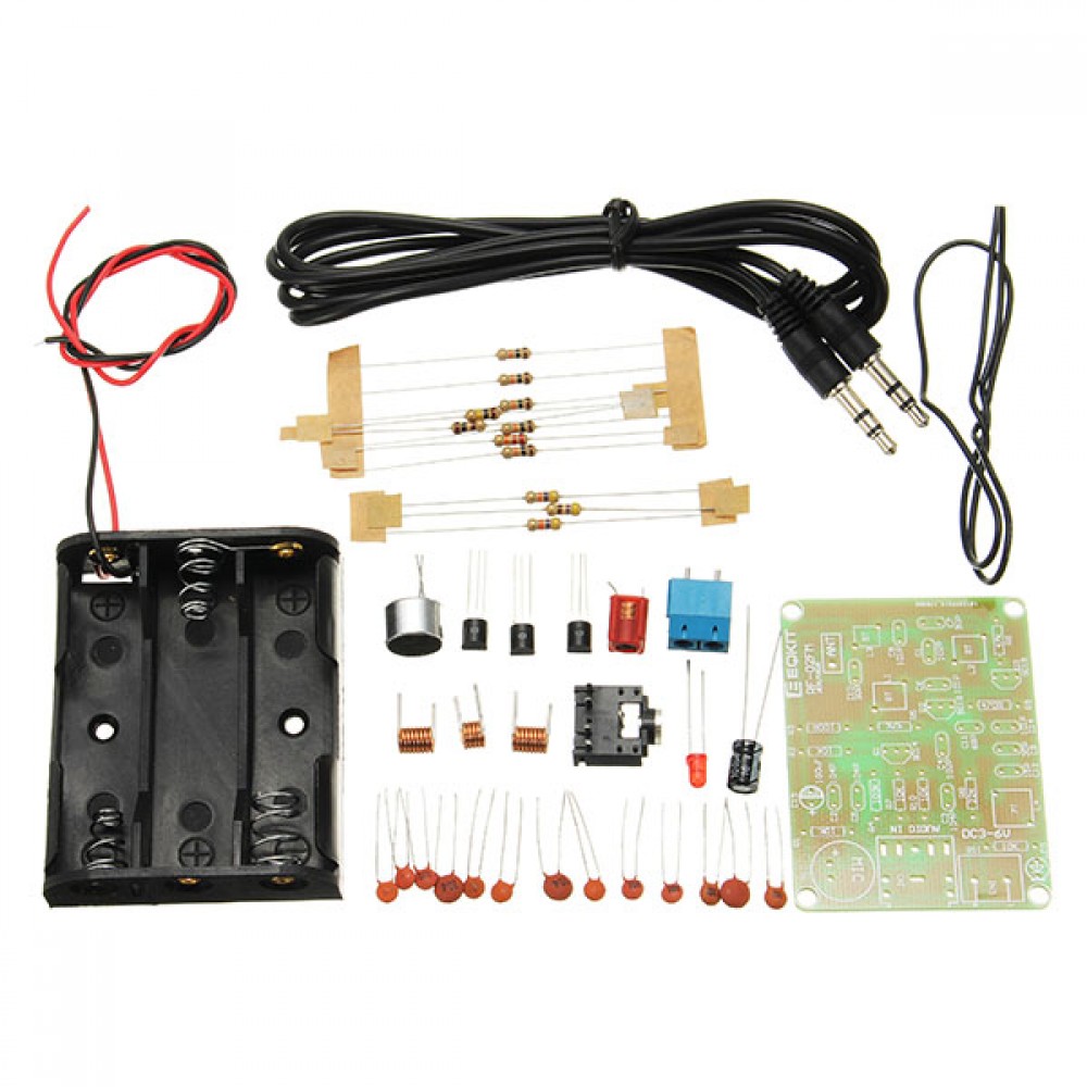 FM Transmitter Kit RF-02 Wireless Microphone Parts MP3 Repeater Micro Transmitter With Antenna Battery Holder