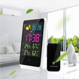 Wireless Weather Station Meter Digital Alarm Clock Date Time Display with LED Screen