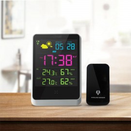 Wireless Weather Station Meter Digital Alarm Clock Date Time Display with LED Screen