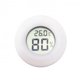 Digital Round Shaped Reptile Box Centigrade Thermometer & Hygrometer with Screen Display (White)