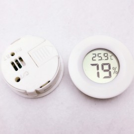 Digital Round Shaped Reptile Box Centigrade Thermometer & Hygrometer with Screen Display (White)