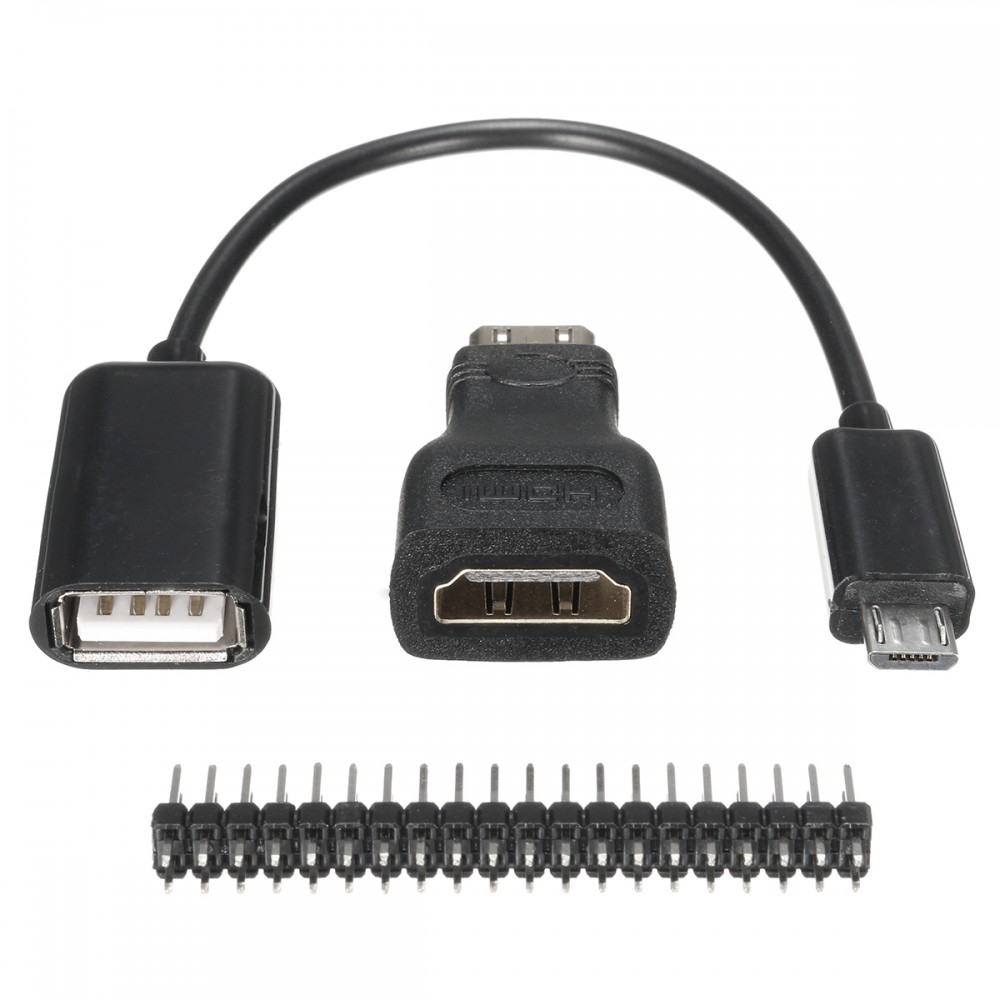 3 in 1 Mini-HDMI to HDMI Adapter+Micro USB to USB Female Cable+40P Pin Kits For Raspberry Pi Zero