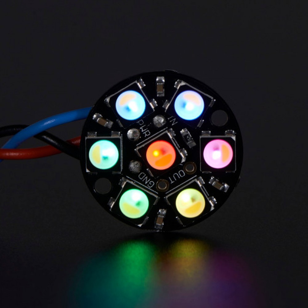 NeoPixel Round 7x 5050 RGBW Cool White LED 6000K With Integrated Drivers Module