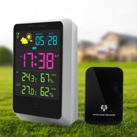 Wireless Weather Station Meter Digital Alarm Clock Date Time Display with LED Screen