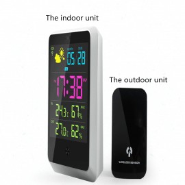 Wireless Weather Station Meter Digital Alarm Clock Date Time Display with LED Screen