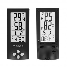 Digoo DG-TH1177 Wireless Digital Transparent Screen Indoor Hygrometer Thermometer Sensor Timer Alarm Clock