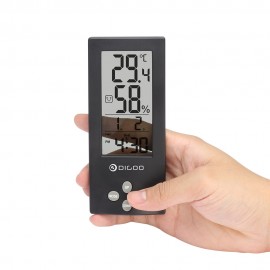 Digoo DG-TH1177 Wireless Digital Transparent Screen Indoor Hygrometer Thermometer Sensor Timer Alarm Clock